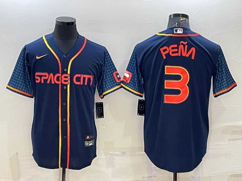 Men%27s Houston Astros #3 Jeremy Pena 2022 Navy Blue City Connect Cool Base Stitched Jersey->chicago cubs->MLB Jersey